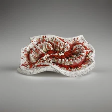 Vintage MCM Large Table Ashtray Abstract Atomic Speckled Geometric Splattered