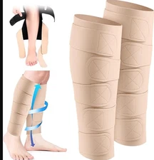 2 Pcs Lymphedema Compression Leg Wraps Adjustable Lower Leg Cover up Medical ...