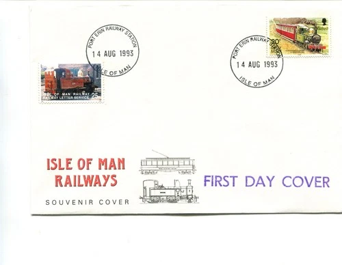 Isle of Man 1993 Railway Letter Stamp FDC, cancelled Port Erin Station