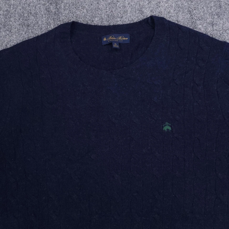 Свитер мужской Brooks Brothers XL темно-синий из овечьей шерсти вязаный пуловер с круглым вырезом - Изображение 3 из 4