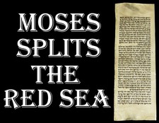 TORAH SCROLL BIBLE VELLUM MANUSCRIPT FRAGMENT 100-150 YRS Moses Splits The Sea