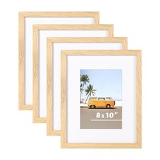 8x10 Solid Oak Picture Frame Set of 4 - Photo Frame 5x7 with Mat or 8x10 with...