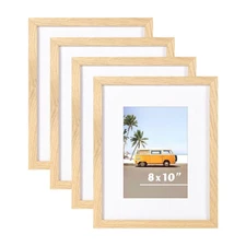 8x10 Solid Oak Picture Frame Set of 4 - Photo Frame 5x7 with Mat or 8x10 with...