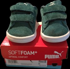 PUMA Smash v2 SD V Shoes Size 4C Green White SoftFoam  Gently Used