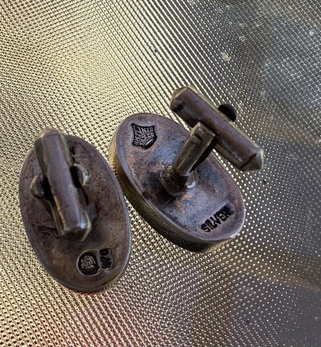 FINE VINTAGE ANTONIO PINEDA MEXICAN STERLING/TIGER EYE CUFFLINKS! - Picture 3 of 6