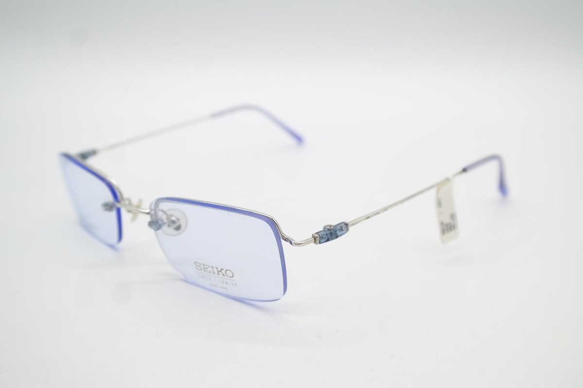 Lunettes Seiko T632 En Titane Bleu - Demi-monture Unisexe | Neuves Sans étiquette
