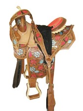 Western Barrel Racing Horse Saddle Premium Leather with tack set 10'' to 18' in