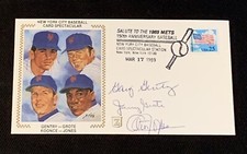 CLEON JONES, JERRY GROTE & GENTRY SIGNED AUTOGRAPHED 1st DAY COVER ENVELOPE METS