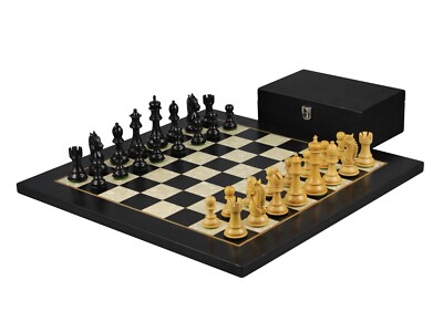 Ebenholz Schachspiel 20 Zoll mit Helena Perlmutt Flachbrett und gewichtetem Ebon