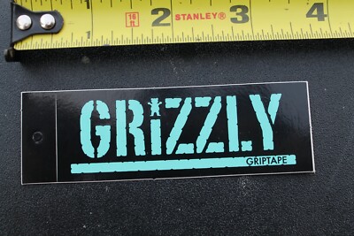 Grizzly Griptape Clothing Tag Teal Black Bear Z31A Vintage Skateboarding STICKER