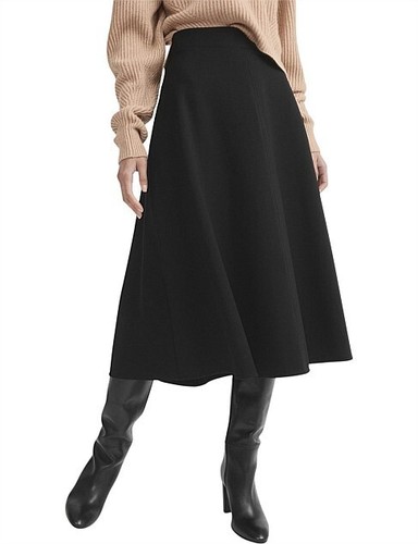 WITCHERY Womens Size 6 Black Fluted Ponte Skirt - Picture 8 of 11