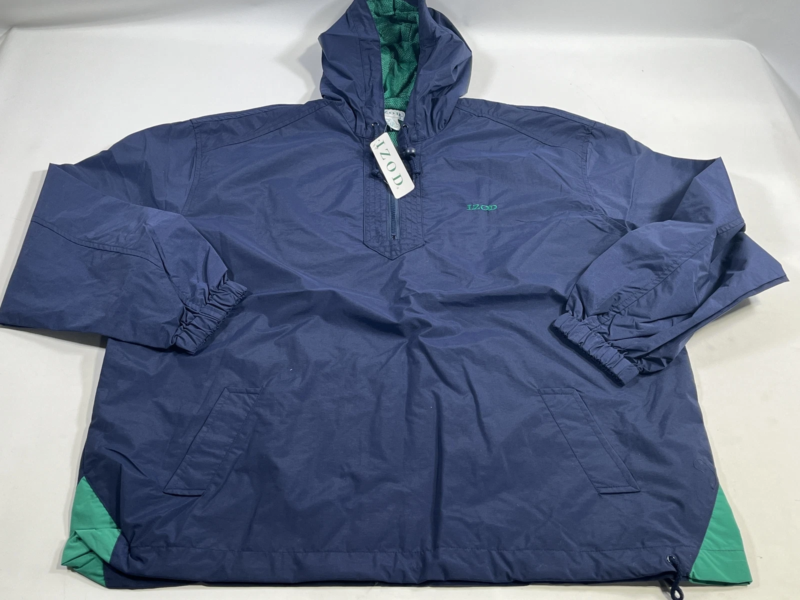 Vintage Mens Izod Hooded Blue Jacket XL NEW