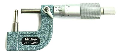 0-1'' TUBE MICROMETER .0001'' GRAD CARBIDE FACES RAACHET THIMBLE MITUTOYO #115-313