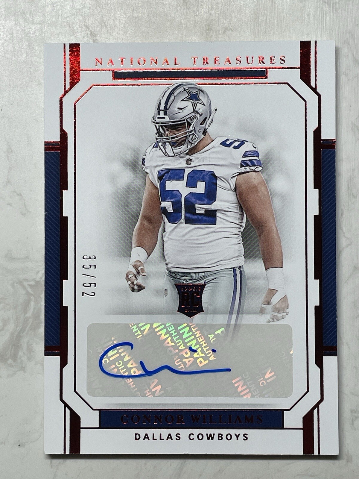 2018 National Treasures Connor Williams numbers auto Red RC /52
