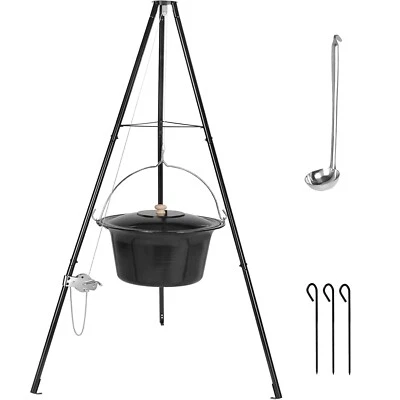 MARKENLOS Ungarischer Gulaschkessel 30L Emaillie,Optional mit Deckel, Dreibein,Set,Grill