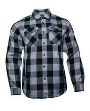 DIXXON FLANNEL CO - THE TESHA - XL - BRAND NEW - BLACK AQUA BLUE GRAY PLAID