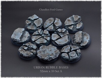 32mm Urban Rubble Bases 40k AOS Kill Team DnD Handmade Resin Unpainted