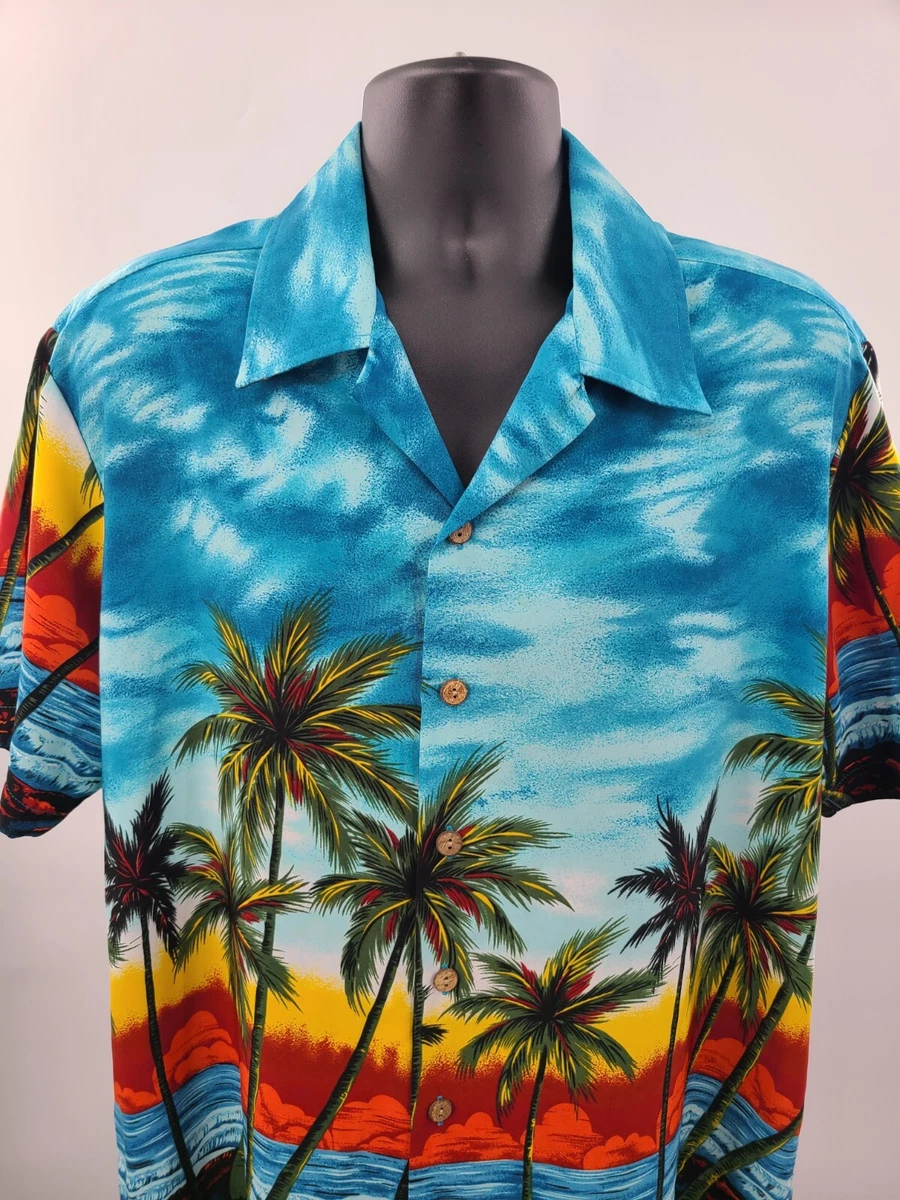 Ron Jon Surf Shop Shirt Shop Hawaiian Shirt Adult Medium Blue Camp Button Up Men