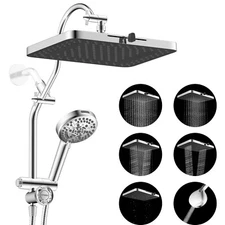 13-Inch High Pressure Shower Head Combo Handheld Showerhead with Extension Arm