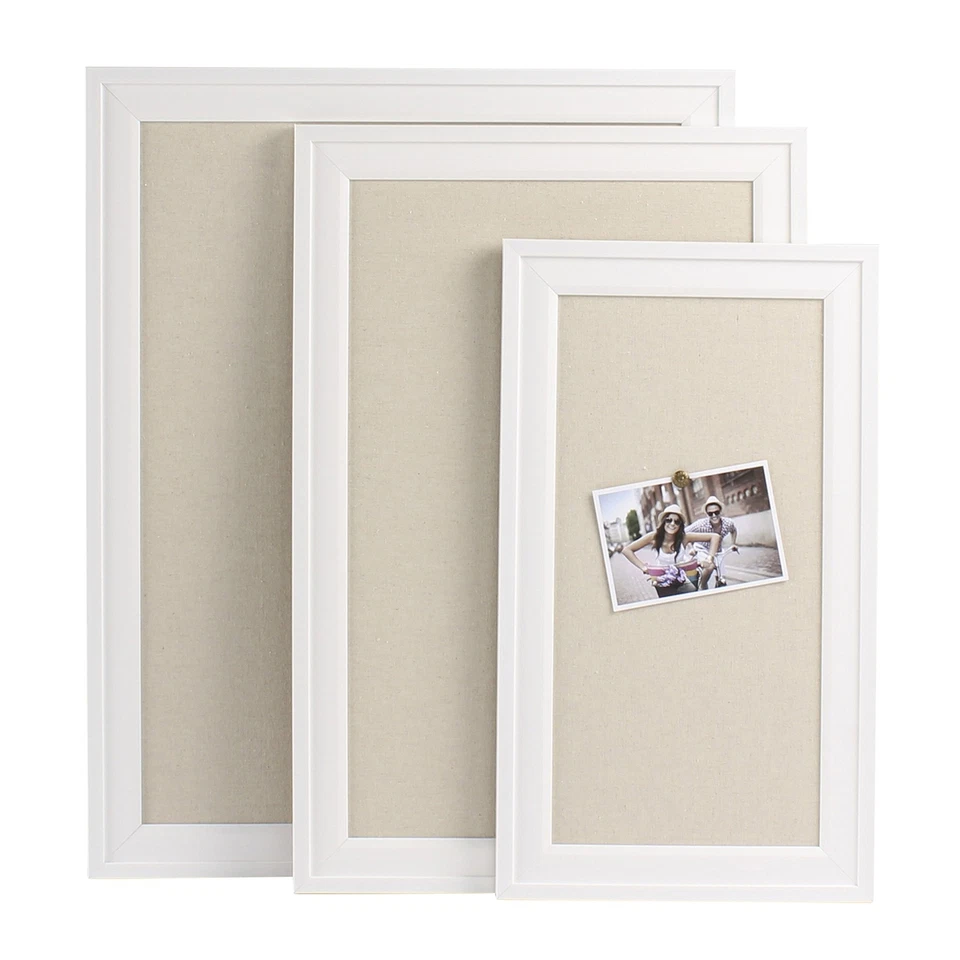 DesignOvation Bosc Framed Linen Fabric Pinboard, 23.5x29.5, White 29.5" x 23.5" - Image 4 of 4
