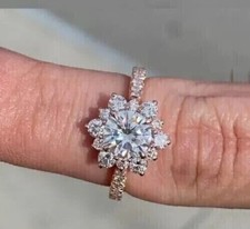 2Ct Round Lab-Created Diamond Anniversary Wedding Halo 14k Rose Gold Finish Ring