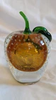 MURANO Italy ALFREDO BARBINI Fruit APPLE Bookend YELLOW GOLD PAPERWEIGHT 5" x 3"