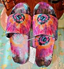 The Children's Place Size 4 Tye DYE Rainbow Sandals shoes NWT Slides flip flops