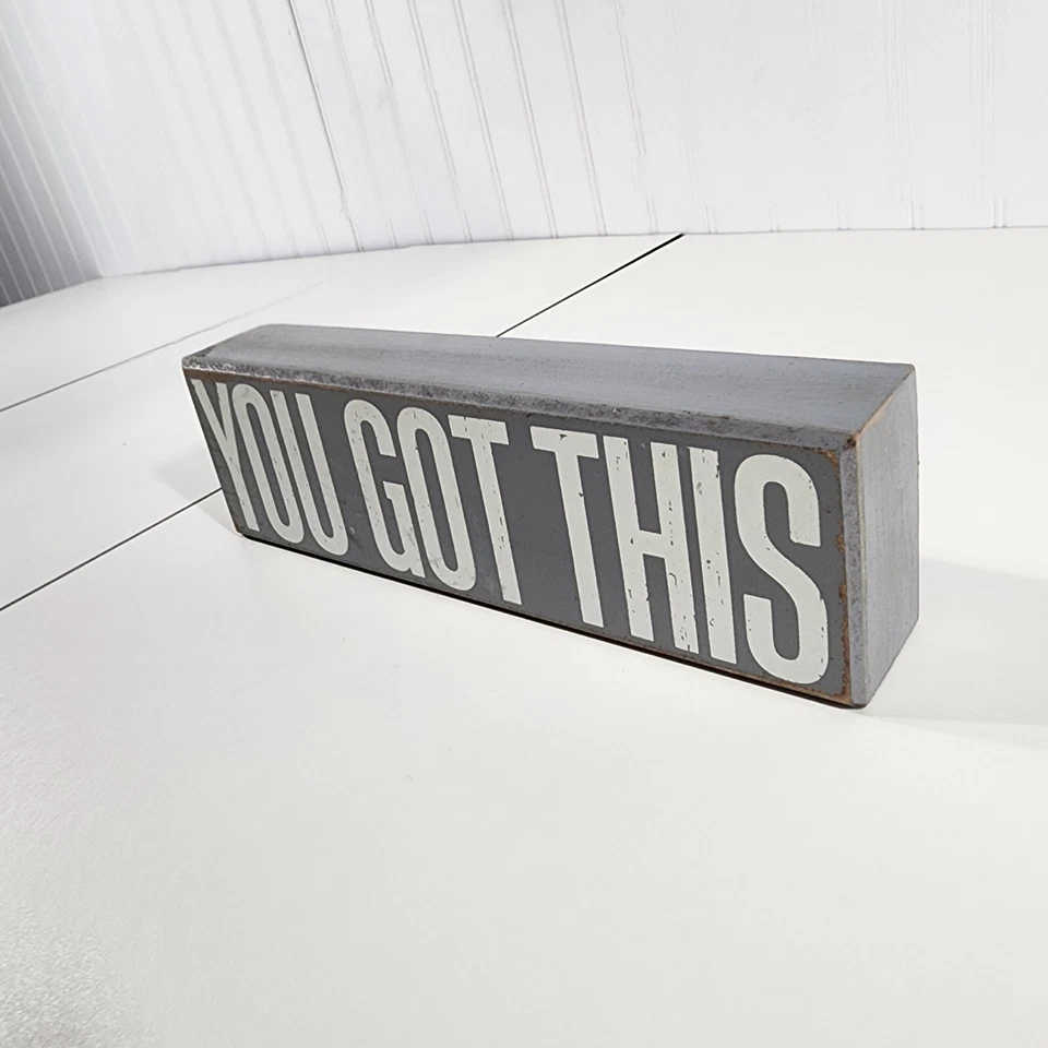 YOU GOT THIS Wooden Office Desk Plaque Sighn Gray White Letters 10”x 3"x2" - Image 3 of 4