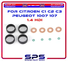 Seal Washer O-Ring Set Fuel Injector For Citroen C1 C2 C3 Peugeot 107 1.4 Hdi