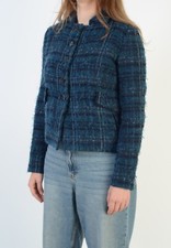 Christian Dior Luxury Women's Blue Wool Mohair Tweed Jacket Size42 Made in Italy