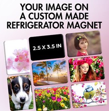 Custom Photo Picture Magnet Tin Backs Larger Glossy Not Flex 2.5 x 3.5"