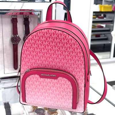 Michael Kors Jaycee Medium Backpack MK Signature Logo Pink
