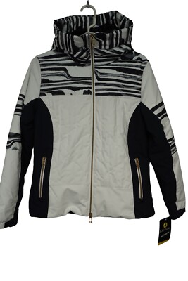 Women's Body Glove  Black /White Ski Jacket  Full Zip Lined Hooded Pockets Sz.S