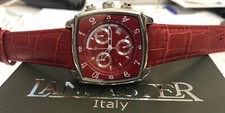 Lancaster Unisex Cronografo Orologio Design Italiano Acciaio Quadrato Rosso