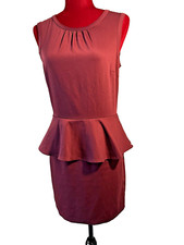 H&M Red Wine Color Sleeveless Ruffle Waist Women Dress Size 8