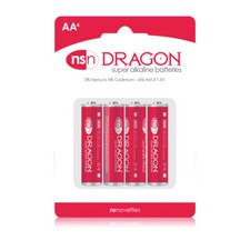 Dragon Alkaline AA Batteries 4 Four Pack Long Lasting Maximum Power Double A
