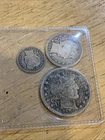 Silver Barber Lot Of 3. Half,Quarter,Dime