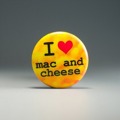 I Heart Mac & Cheese 1in Pin | Modern Comfort Food Humor
