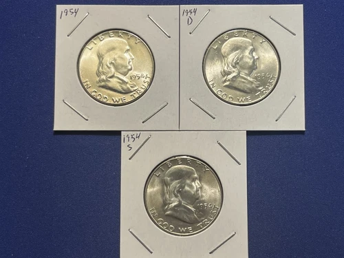 1954 PDS Franklin Half Dollar BU Uncirculated 90% Silver