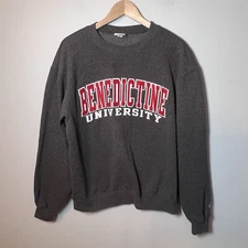 Benedictine University Crewneck Mens L Gray Embroidered Champion ECO Sweatshirt