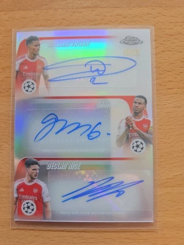 2025-26 Topps Chrome UCC Triple Auto /25 Rice Gabriel Salibar - Arsenal