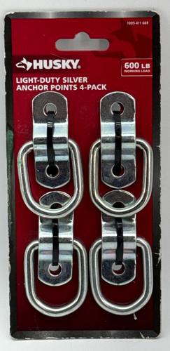 Husky Light Duty Silver Anchor Points 4 Pack 600 lb Working Load Tie Down Rings