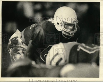 #ad 1984 Press Photo Football player Ray Griffiths awaits snap at Senior Bowl game $24.99