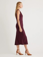 Quince Washable Stretch Mulberry Silk Tank Midi Dress, Small, Wine Red, NWT