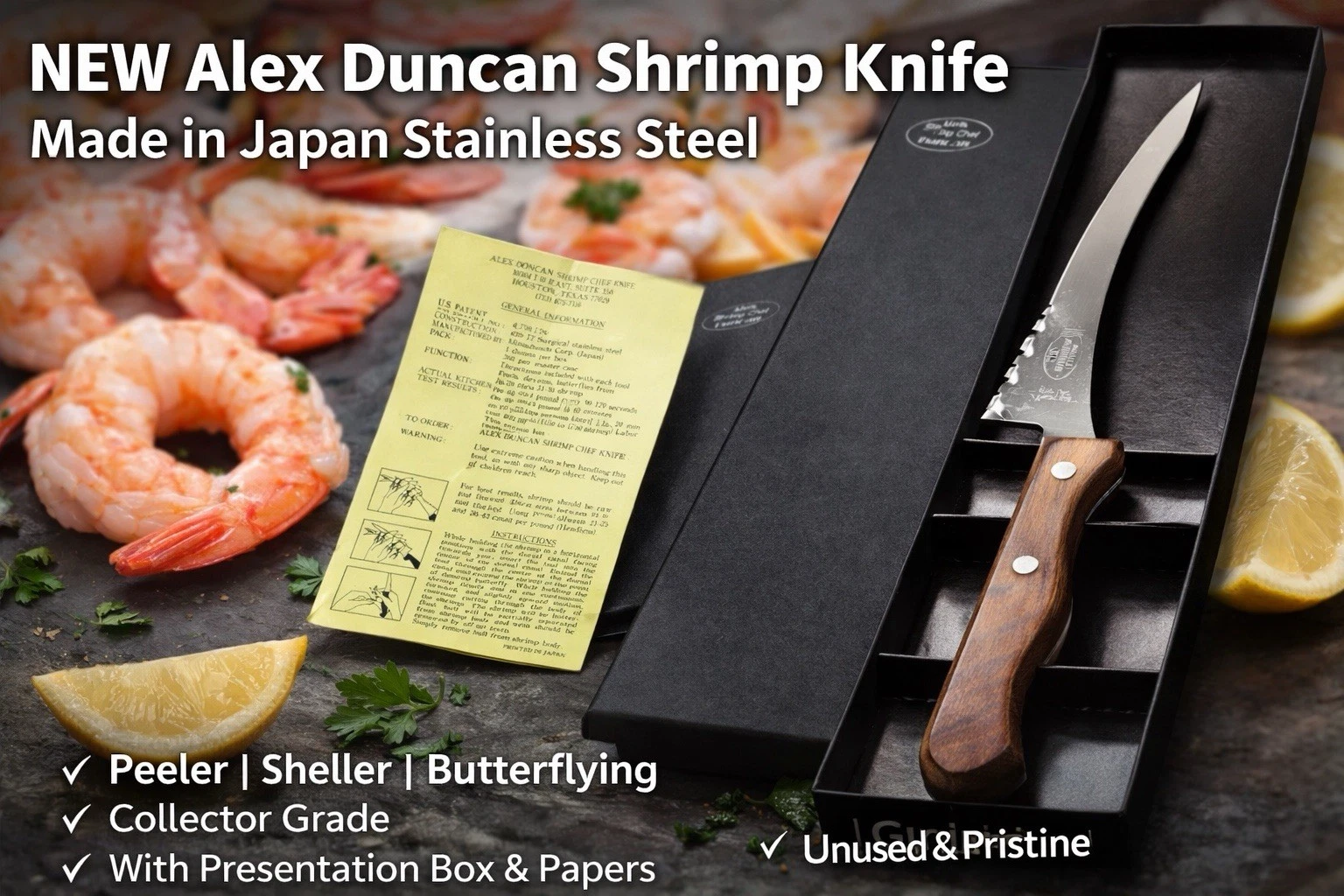 🦐🔪 NEW Alex Duncan Shrimp Chef Knife Made in Japan Stainless Steel
