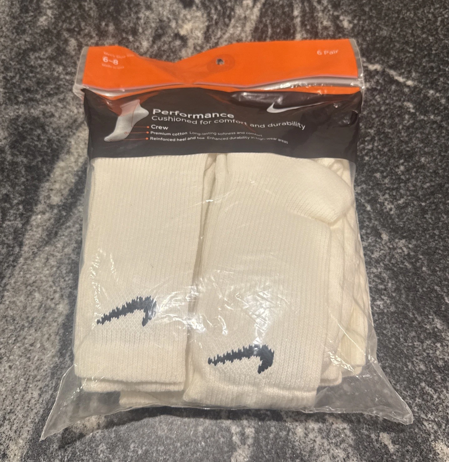 Vintage Nike Cushioned Performance Crew Socks White Medium Cotton Nylon Spandex