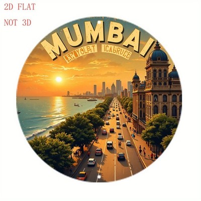 Aluminum Wall Plaque Circular Mumbai Sunset Skyline 8 Round Sign Funny