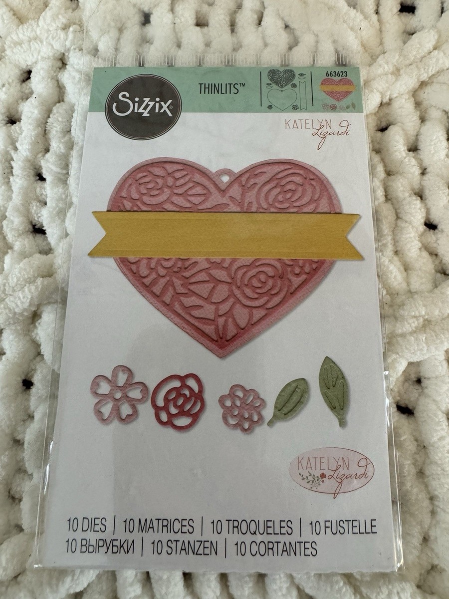 Sizzix Rare Bigz Die Flower&Vine,2 Thinlits( Heart( New)+Flowers)+