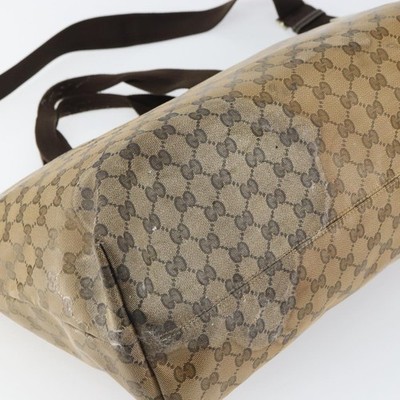 GUCCI GG Crystal Tote Bag Coated Canvas Brown 257298 Auth 155244