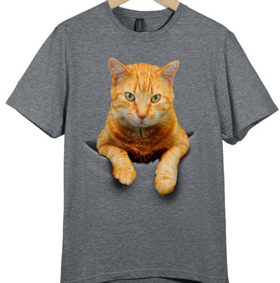 Lustiges süßes Katzenliebhaber-T-Shirt Orange Tabby Katze späht raus Geschenk Haustierbesitzer.